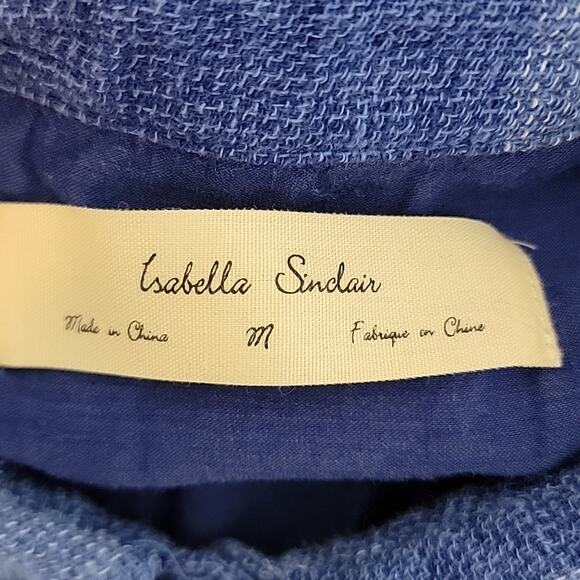 Anthropologie Isabella Sinclair Blue Plaid Linen Blend Sleeveless Shirt Dress M - Picture 10 of 14